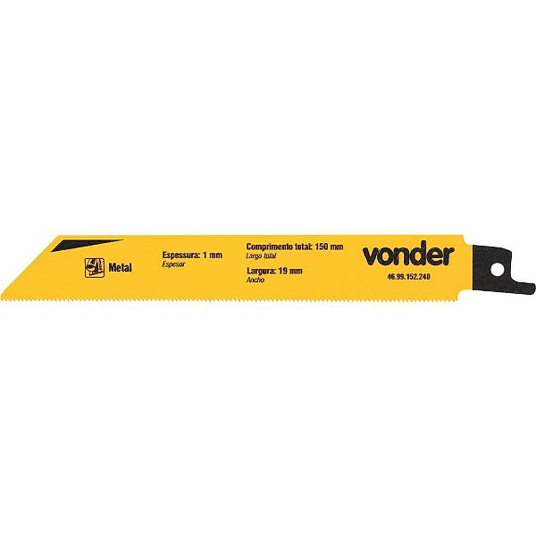 Lâmina para serra sabre metal com 2 peças VONDER