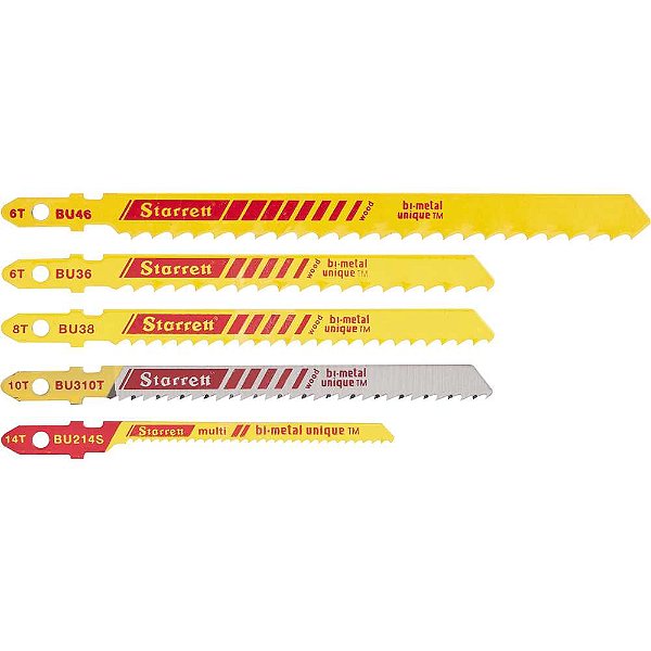Jogo de lâminas de serra tico-tico BU1 cartela com 5 peças STARRETT