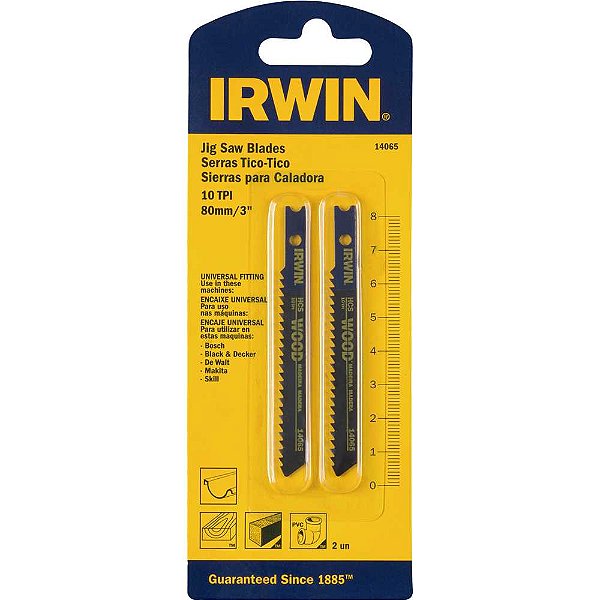 Lâminas de serra tico-tico 80mm 10 dentes 2 peças IW14065 IRWIN