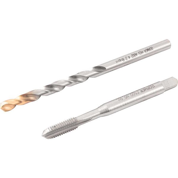 Jogo duopack macho manual de aço rápido 5mm x 0,80mm com broca 4,2mm DORMER