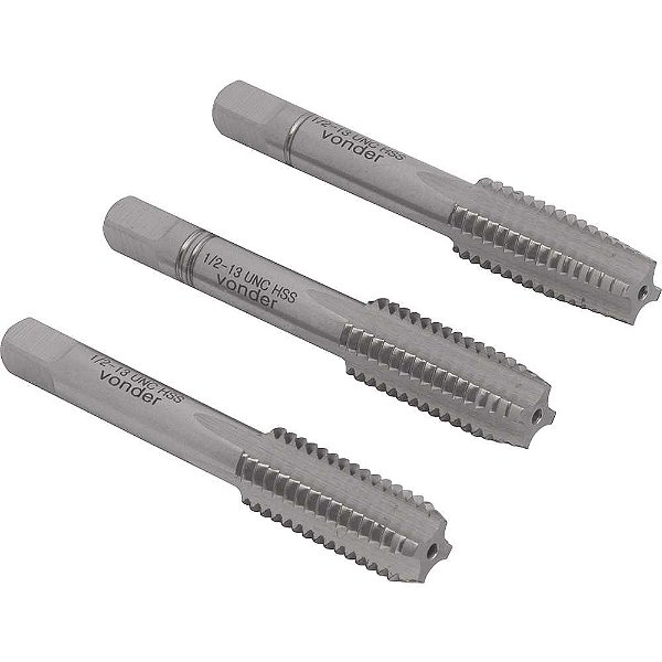 Macho manual de aço rápido 1/2" UNC jogo com 3 peças VONDER