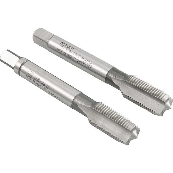 Macho manual de aço rápido 1/8" BSP jogo com 2 peças E119 DIN 5157 DORMER
