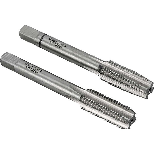 Macho manual de aço rápido M10 x 1,25mm rosca MB jogo com 2 peças VONDER