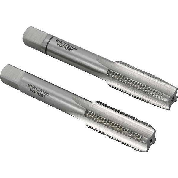 Macho manual de aço rápido M12 x 1,25mm rosca MB jogo com 2 peças VONDER