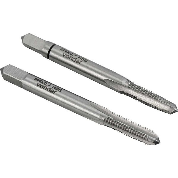 Macho manual de aço rápido M4 x 0,70mm rosca MA jogo com 2 peças VONDER