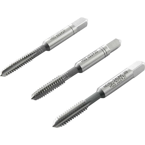 Macho manual de aço rápido nº10 - 3/16" UNC jogo com 3 peças VONDER PLUS