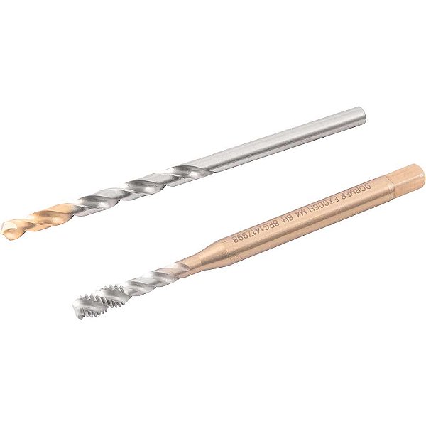 Jogo duopack macho máquina com canal helicoidal 4mm x 0,70mm com broca 3,3mm DORMER