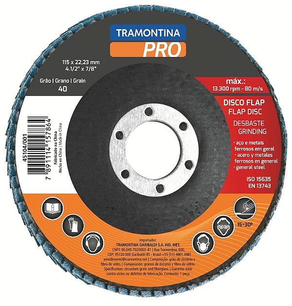 Disco Flap 4.1/2" Grão 120 Tramontina PRO