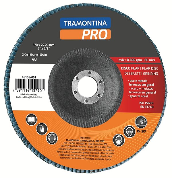 Disco Flap 7" Grão 80 Tramontina PRO