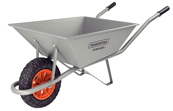 Carrinho de Mão Extraforte Tramontina com Caçamba Extraforte Metálica Cinza 65 L Braço Metálico e Pneu Maciço
