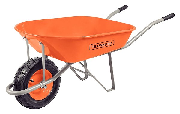 Carrinho de Mão Tramontina com Caçamba Extrafunda Metálica Laranja 80 L Braço Metálico e Pneu com Câmara