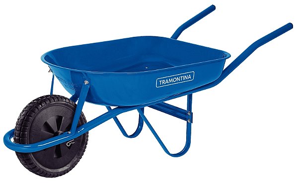 Carrinho de Mão Tramontina com Caçamba Rasa Metálica Azul 50 L Braço Metálico e Pneu Maciço