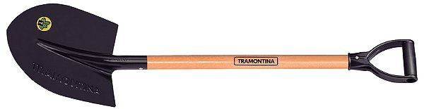 Pá Frankfurt Tramontina 454/00 em Aço com Cabo de Madeira 71 cm com Empunhadura Plástica Reta Ergonômica