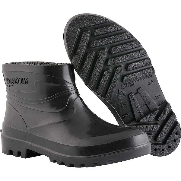 Bota de PVC preta cano curto 10cm com forro SL FLEX 35 ALPARGATAS