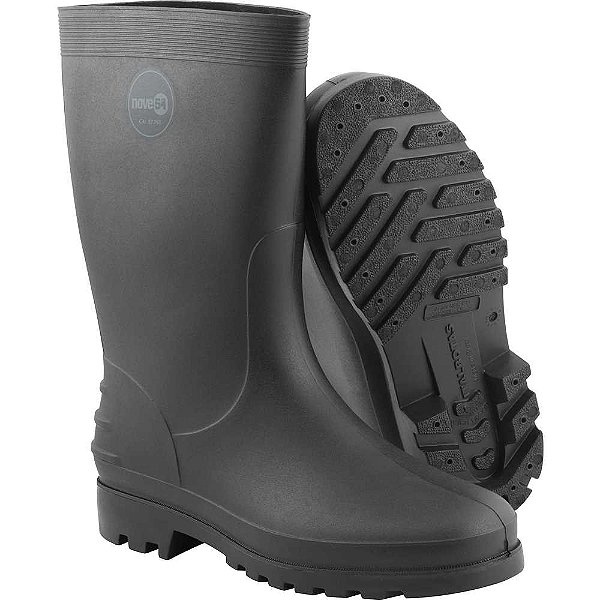 Bota de PVC preta cano médio sem forro 39/40 NOVE54