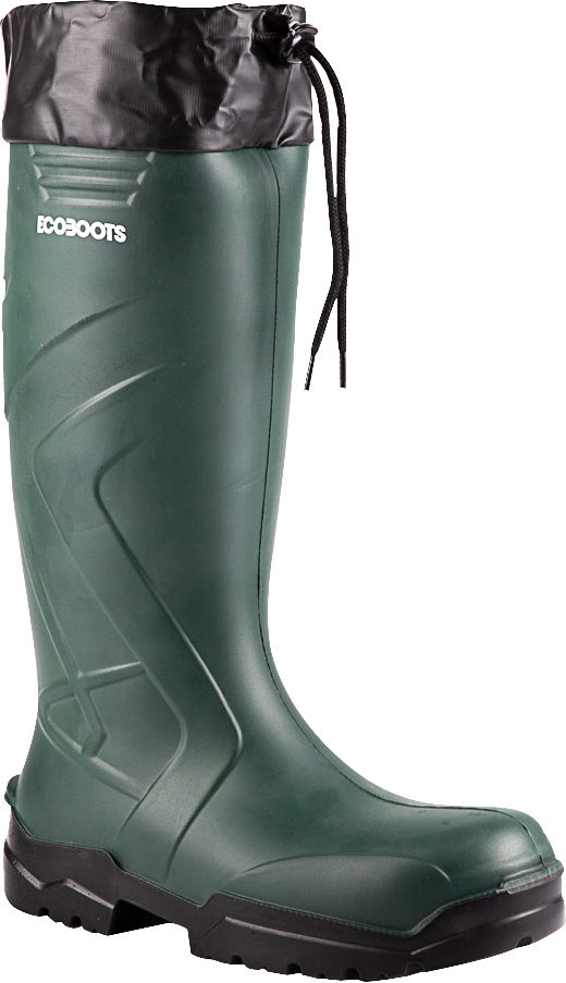Bota em poliuretano nº35 cano longo verde com polaina e solado pretos Ecoboots Polytech 91BPUL600PL BRACOL