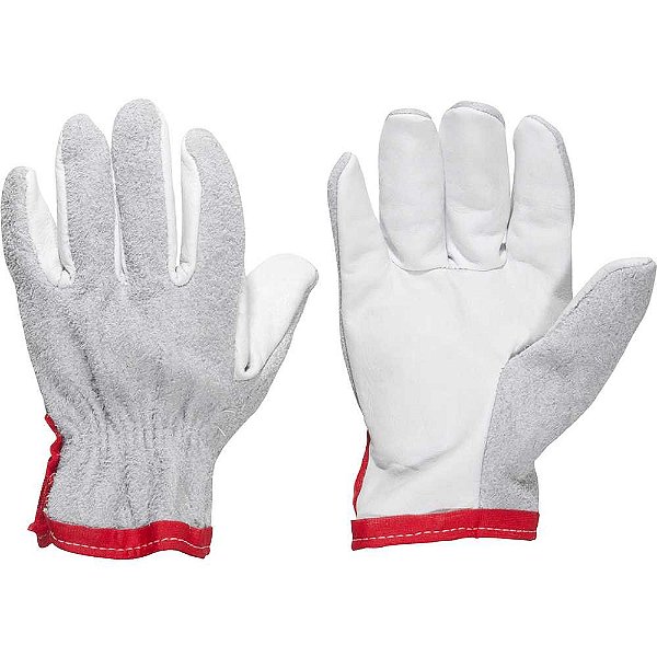 Luva mista de raspa/vaqueta kit com 10 pares PLASTCOR
