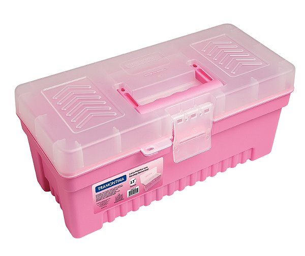 Caixa Plástica para Ferramentas Rosa 13" Tramontina MASTER com Bandeja Removível