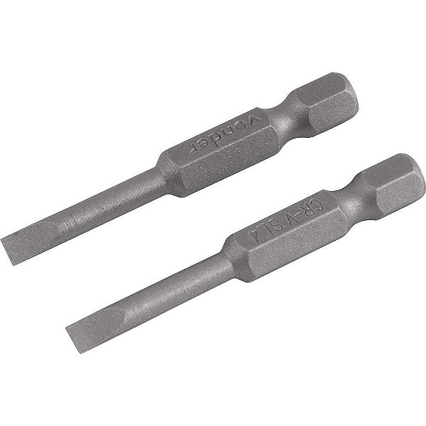 Ponteira/bits fenda encaixe sextavado 1/4" x 50mm cartela com 2 peças VONDER