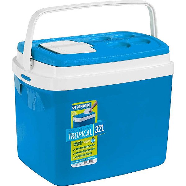 Caixa térmica Tropical 32 litros azul SOPRANO