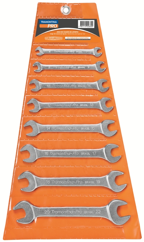 Jogo de Chaves Fixas Tramontina PRO - 8 Peças (Tamanhos: 6x7 mm a 20x22 mm)