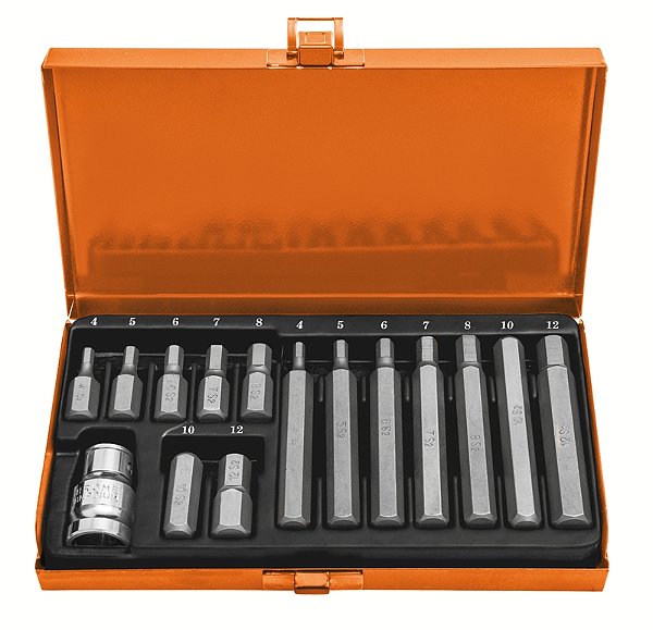 Jogo de Ponteiras Intercambiáveis Hexagonal Tramontina PRO - 15 Peças (H4 a H12)Adaptador de 1/2" .