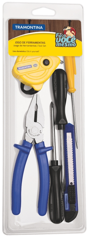 Kit de Ferramentas Tramontina com Alicate Chaves de Fenda Estilete e Trena 6 Peças