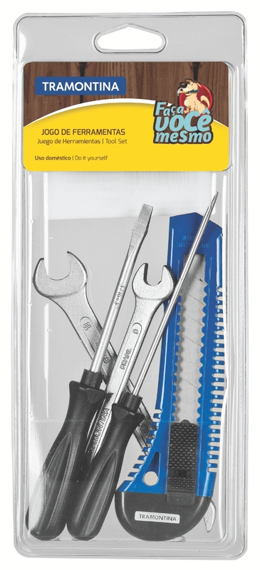 Kit de Ferramentas Tramontina com Chaves de Fenda Estilete e Chaves Fixas para Uso Doméstico 5 Peças