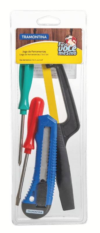 Kit de Ferramentas Tramontina com Estilete Chaves de Fenda e Miniarco de Serra 4 Peças