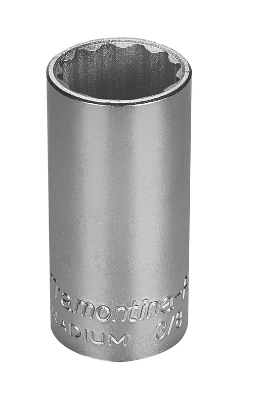 Soquete Estriado Longo em Aço Cromo Vanádio 3/4" - Encaixe 3/8" Tramontina PRO