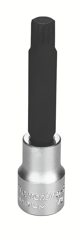 Soquete em Aço Cromo Vanádio Ponta Multidentada Longa 12 mm - Encaixe 1/2" Tramontina PRO