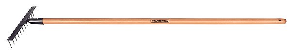Ancinho Estampado Metálico Tramontina 12 Dentes com Cabo de Madeira 120 cm