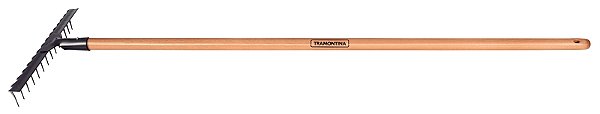 Ancinho Estampado Metálico Tramontina 14 Dentes com Cabo de Madeira 120 cm