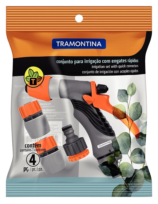 Conjunto para Irrigação Tramontina com Engates Rápidos e Hidropistola 4 Peças
