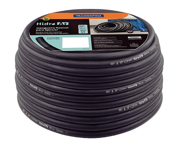 Mangueira Hidro Ar 300 psi Tramontina para Água/Ar em PVC Flexível 1/4" x 2,6 mm 3 Camadas 50 m