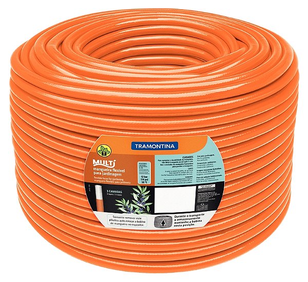 Mangueira Multi 1/2" Tramontina Laranja em PVC 3 Camadas 200 m