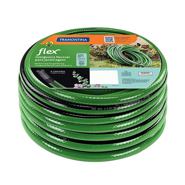 Mangueira Flex para Jardim Tramontina Verde com Faixa Preta em PVC 4 Camadas 15 m