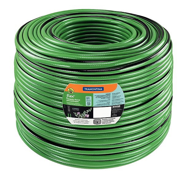 Mangueira Flex para Jardim Tramontina Verde com Faixa Preta em PVC 4 Camadas 300 m