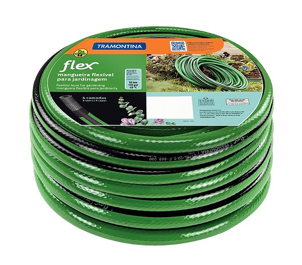 Mangueira Flex para Jardim Tramontina Verde com Faixa Preta em PVC 4 Camadas 50 m
