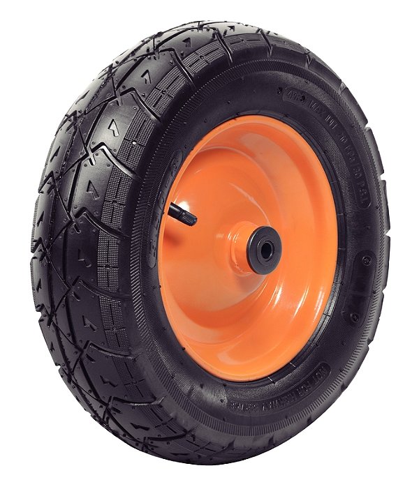 Pneu com Câmara 3.5/8" e Roda Metálica Tramontin para Carrinho de Mão com Bucha Plástica - Tramontina