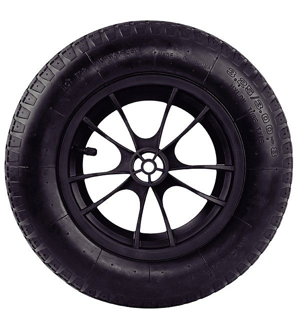 Pneu com Câmara Tramontina 3.25/8" com Roda Plástica e Bucha Plástica para Carrinho de Mão