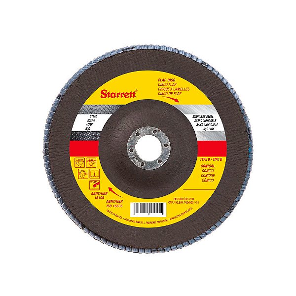 Disco de Flap em Fibra de Vidro Cônico Grão de 80 e Diâmetro Externo 115mm FDS115-80FC Starrett