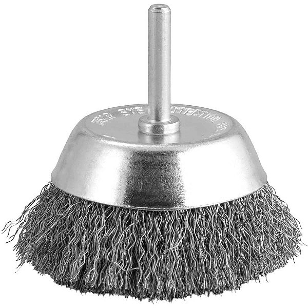 Escova de aço inox tipo copo 3" com haste 1/4" VONDER