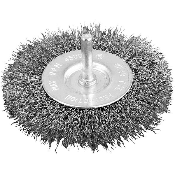 Escova circular 4" cerdas em aço inox 4.500/min com haste 1/4" VONDER