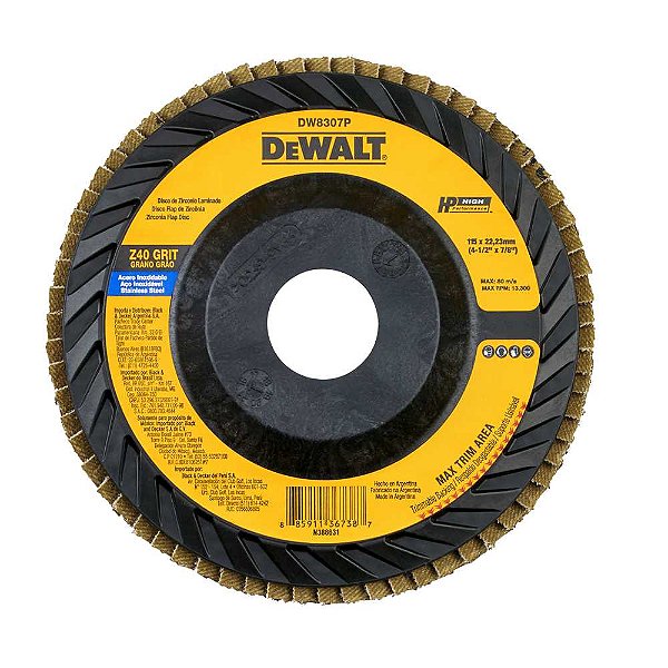 Flap-disc disco de desbaste/acabamento 4.1/2" - 115mm reto grão 40 DEWALT