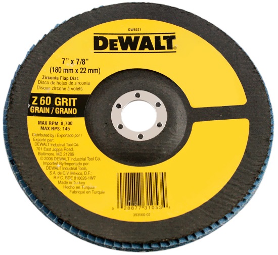 Flap-disc disco de desbaste/acabamento 7" - 180mm cônico grão 60 DEWALT