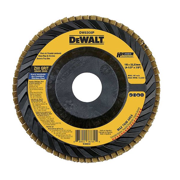 Flap-disc disco de desbaste/acabamento 4.1/2" - 115mm reto grão 60 DEWALT