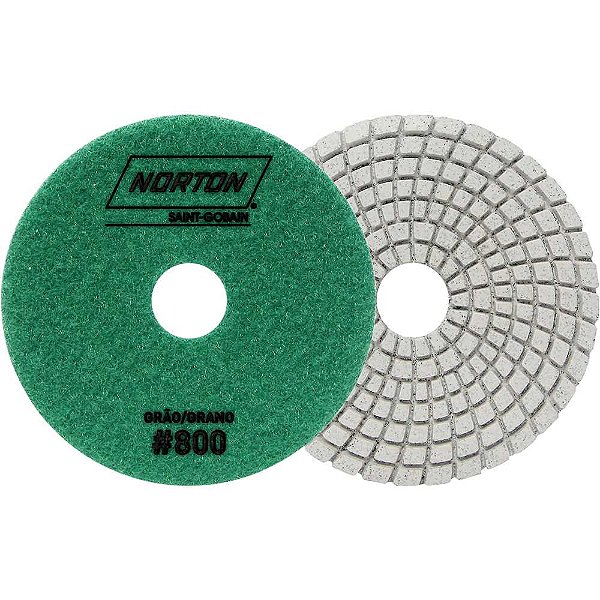 Disco de lixa diamantado flexível com costado em pluma 100mm grão 800 Brilho D'água NORTON