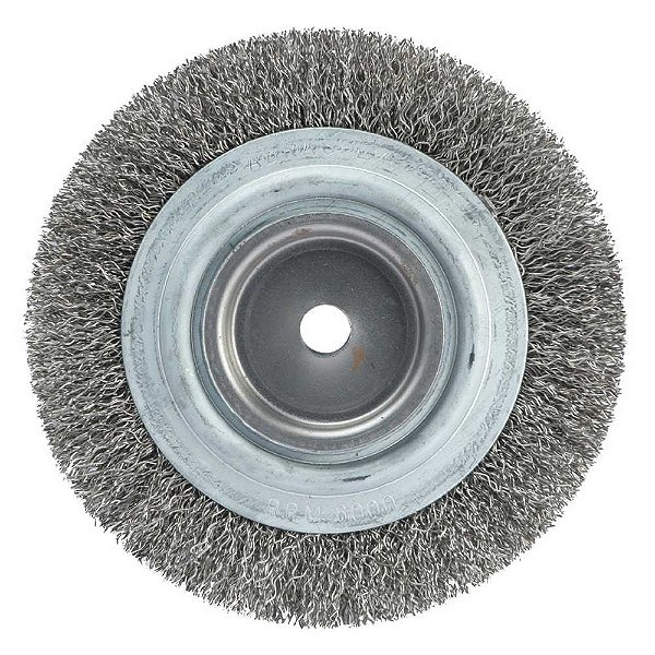 Escova circular aço ondulado inox 150 x 14mm furo 13mm fio 0,40mm ABRASFER