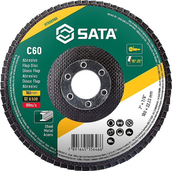 Flap-disc disco de desbaste/acabamento 7" - 180mm cônico grão 60 ST55506G SATA